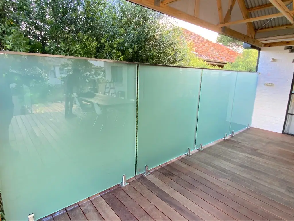 frosted framed glass fence